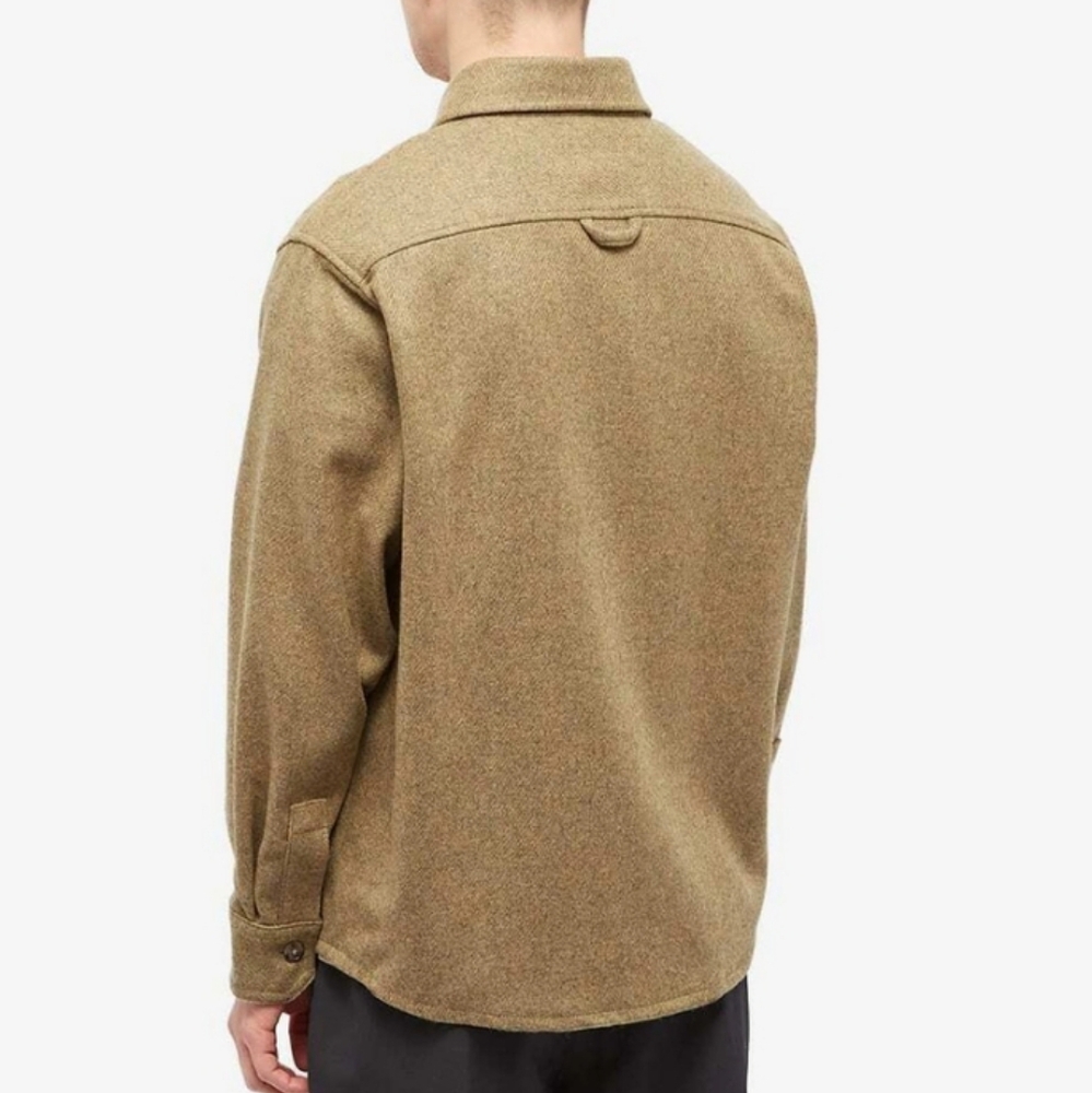 A.P.C. Men's Basile Wool Overshirt Shacket In Khaki Heather L - Picture 2 of 15